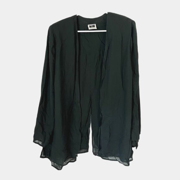 Vintage TADASHI Black Long Sleeve Open Sheer Light Jacket Top   Women's Size 4 - Picture 2 of 9